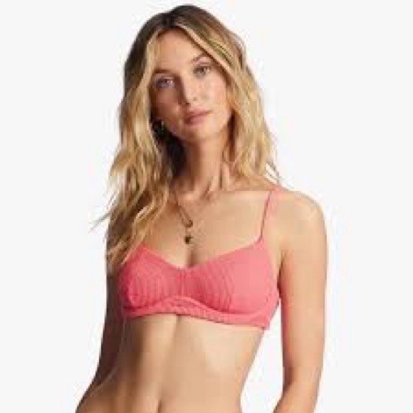 Billabong Eco Swimwear Kinsley Pink Textured Underwire Bikini Top M NWT - Picture 1 of 6
